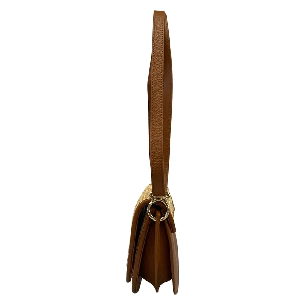 Christian Louboutin buy my side Shoulder Bag 1245248 Beige Brown Raffia Leather